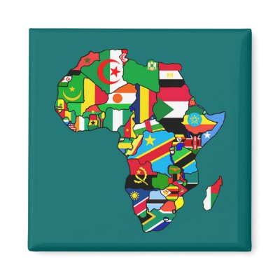 African Map of Africa flags within country maps Fridge Magnet by Funkart