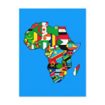 African Map of Africa flags within country maps Post Cards