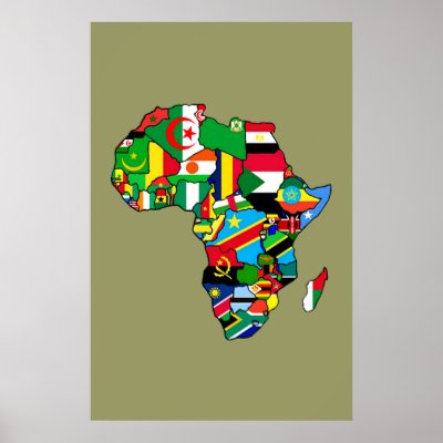 African Map of Africa flags within country maps Poster by Funkart