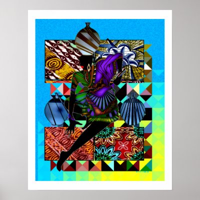 African Market Day Vase Dance Print by Redman4u2