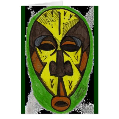 African Mask Greeting Cards by Chocolate_honeybee