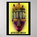 AFRICAN-MASK-YELLOW PRINT POSTER
