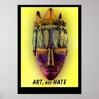 AFRICAN-MASK-yellow print Poster by junglewalkcom