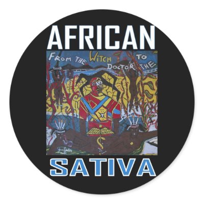 AFRICAN SATIVA ROUND STICKER by nocklist