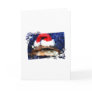African sideneck turtle wearing santa hat greeting card