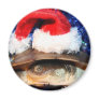 African sideneck turtle wearing santa hat fridge magnet