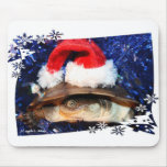 African sideneck turtle wearing santa hat mouse pads
