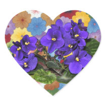 African violet heart stickers
