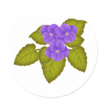 African Violets Purple Round Stickers