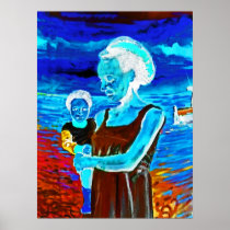 African Woman and Child, Surreal Posters