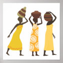 African Women carrying water posters
