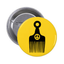 Afro Hair Peace Pinback Button