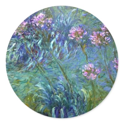 Agapanthus Flowers by Claude Monet Sticker by monetart