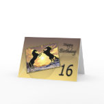Age 16, Birthday card with rearing horses