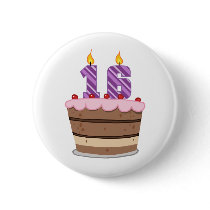 Age 16 on Birthday Cake Pin
