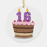 Age 16 on Birthday Cake Ornament