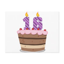 Age 16 on Birthday Cake Postcards