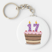 Age 17 on Birthday Cake Key Chain