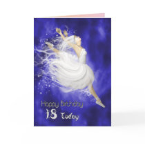 Age 18, leaping ballerina birthday card