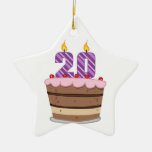 Age 20 on Birthday Cake Christmas Ornaments