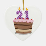 Age 21 on Birthday Cake Ornament