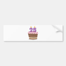 Age 25 on Birthday Cake Bumper Stickers
