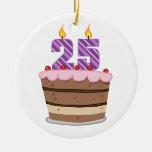 Age 25 on Birthday Cake Christmas Tree Ornament