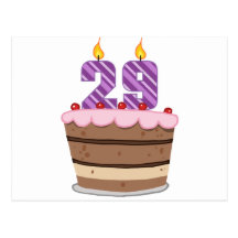 Age 29 on Birthday Cake Postcards