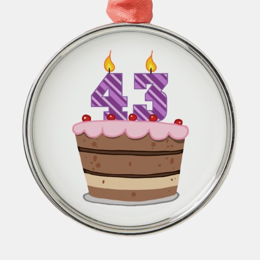 Age 43 on Birthday Cake Christmas Tree Ornaments