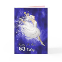 Age 60, leaping ballerina birthday card