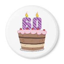 Age 60 on Birthday Cake Magnet