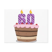 Age 60 on Birthday Cake Postcard