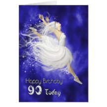 Age 90, leaping ballerina birthday card