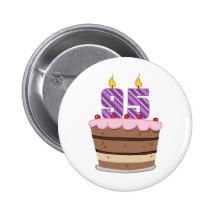 Age 95 on Birthday Cake Pinback Buttons