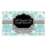Aged Distressed Damask Silver Bling Look Wedding Business Card Template