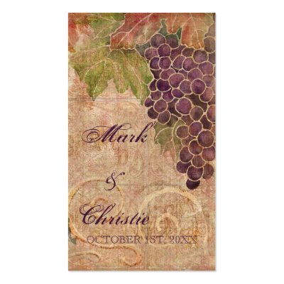 Aged Grape Vineyard Wedding Favour Gift Cards Business Card Templates by AudreyJeanne
