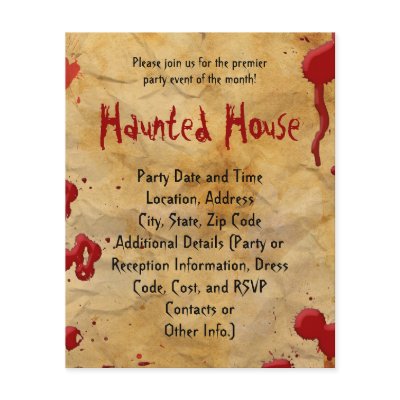 Aged Parchment Blood Splatter Haunted House Flyers by CustomInvites