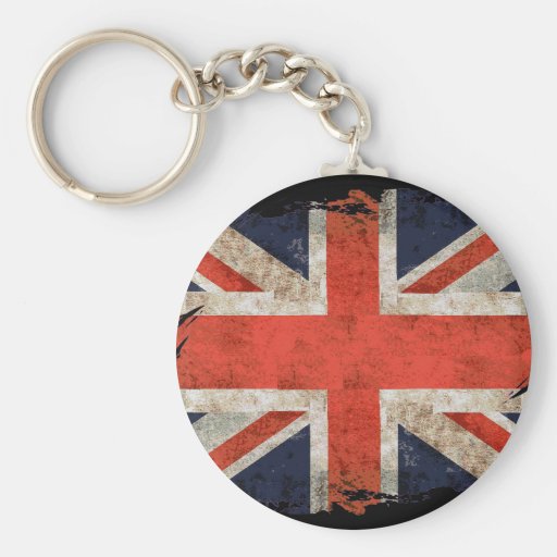 Aged shredded Union Jack Key Chain
