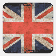 Aged shredded Union Jack Square Sticker