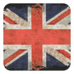 Aged shredded Union Jack Square Sticker
