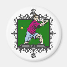 Aggressive Men's Tennis Fridge Magnets