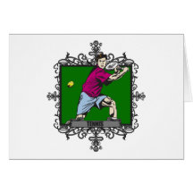 Aggressive Men's Tennis Greeting Cards
