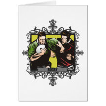 Aggressive Rugby Greeting Cards