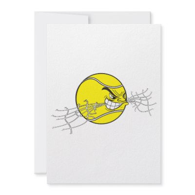 aggressive tennis ball biting net graphic personalised invitation by sports_shop