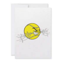aggressive tennis ball biting net graphic personalised invitation
