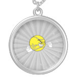 aggressive tennis ball biting net graphic necklace
