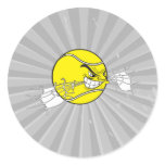 aggressive tennis ball biting net graphic round sticker