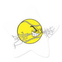aggressive tennis ball biting net graphic star stickers