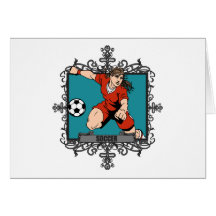 Aggressive Women's Soccer Greeting Cards