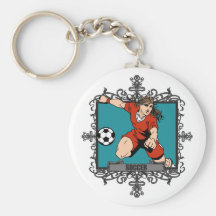Aggressive Women's Soccer Key Chain
